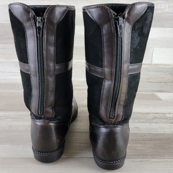 Vintage Blondo Suede, Leather Black, Dark Brown Mid Calf Boots Women's 8B - Picture 11 of 16